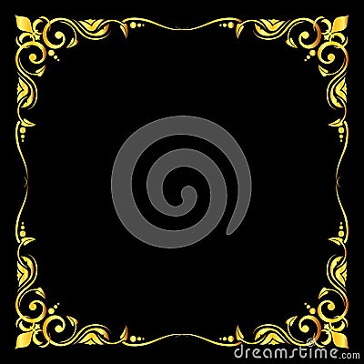 Golden vector ornate royal fleur de lys frame black background Vector Illustration