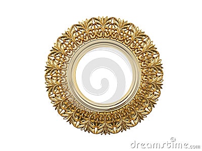 Golden vintage frame, mirror. Design retro element. physical realistic reflection . 3d rendering Stock Photo