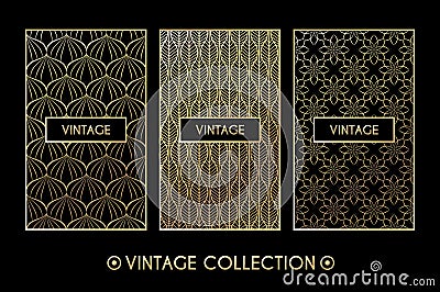 Golden vintage pattern on black background Vector Illustration