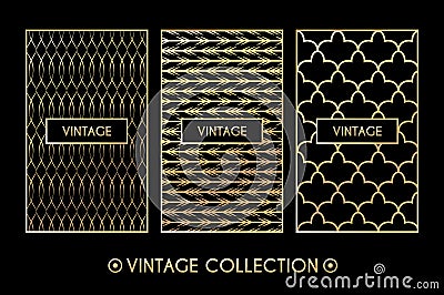 Golden vintage pattern on black background Vector Illustration