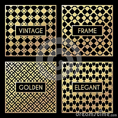 Golden vintage pattern on black background Vector Illustration