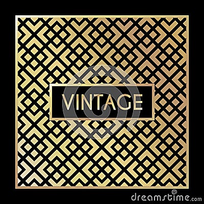 Golden vintage pattern on black background Vector Illustration