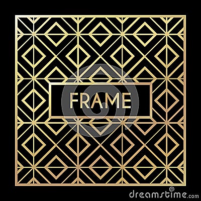 Golden vintage pattern on black background Vector Illustration