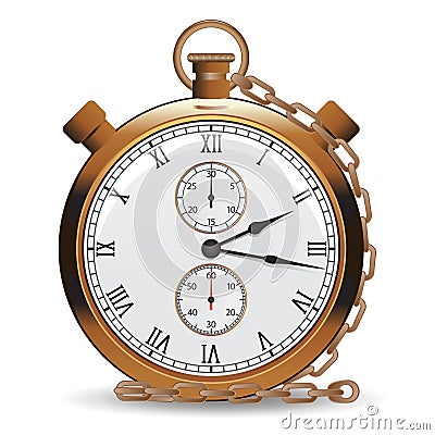 Golden vintage pocket watch Vector Illustration