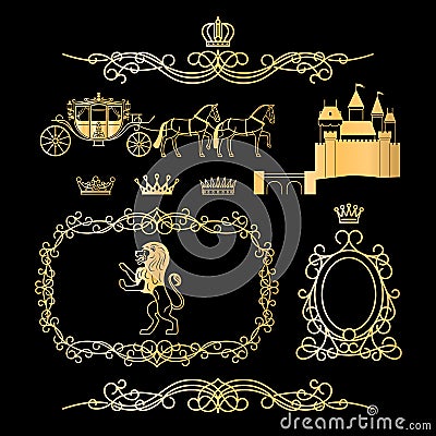 Golden vintage royal elements Vector Illustration