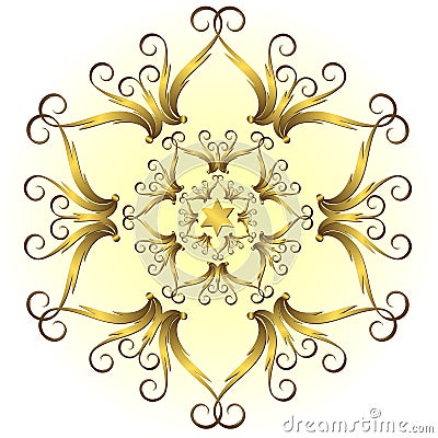 Golden vintage snowflake (vector) Vector Illustration