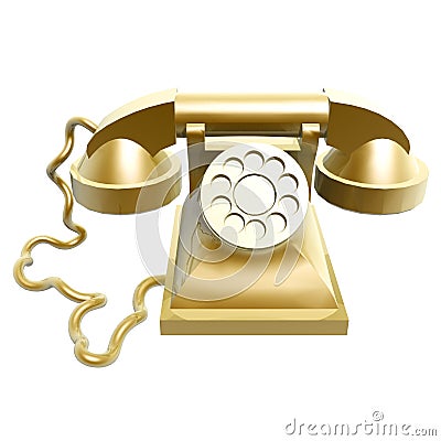 Golden vintage telephone Stock Photo