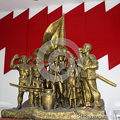 Statue of fighters of the Vietnamese army. Editorial Stock Photo