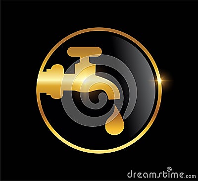 golden water faucet logo vector illustration Vector Illustration