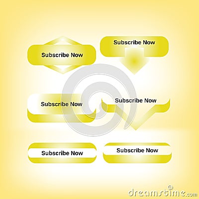 Golden Web Subscribe Buttons Collection Vector Illustration