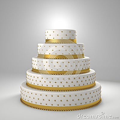 Golden wedding cake Stock Photo