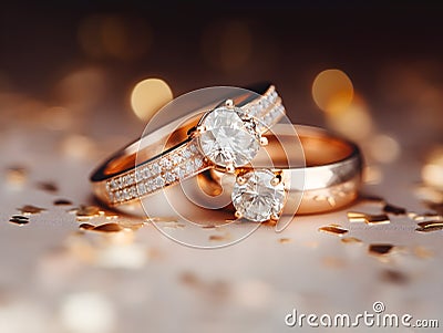 Golden Wedding Rings Symbolize Love Stock Photo