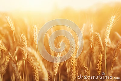 Golden Wheat Field With A Blurred Sunset Glow Banner Background Stock Photo