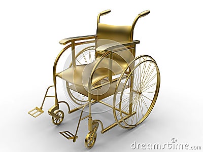 Golden wheel chair Stock Photo