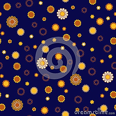 Golden and white simple daisy flower seamless pattern, vector Vector Illustration