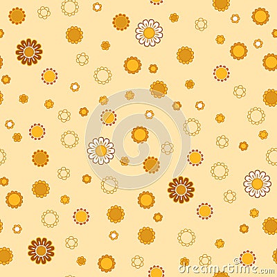 Golden and white simple daisy flower seamless pattern, vector Vector Illustration