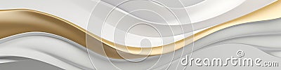 Golden and white smooth liquid waves abstract background. Generative AI Stock Photo