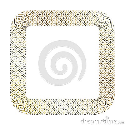 Golden wide square abstract geometric arabic pattern frames for decorative headers. Gold metal ornates mosaic frames with leaves Vector Illustration