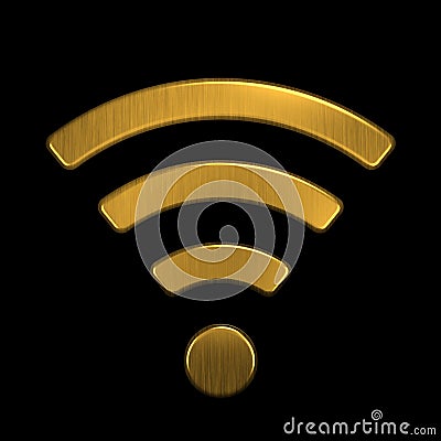 Golden WiFi Logo. 3D Rendering Illustration Stock Photo