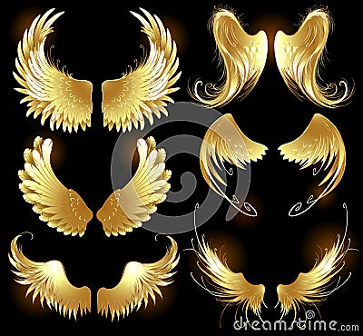 Golden wings of angels Vector Illustration