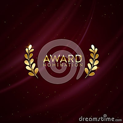 Golden winner sparkle banner with laurel wreath. Award nomination design background Vector Illustration