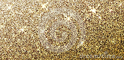 Golden winter pattern with detailed glittering texture. Horizontal Christmas and New Year art banner Vector Illustration