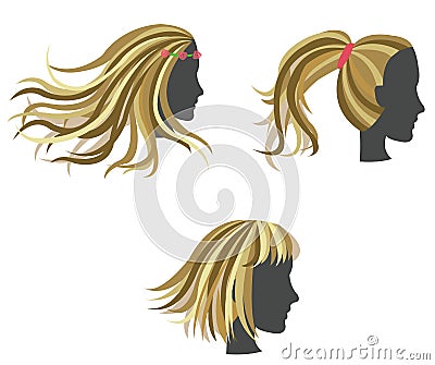 Golden woman hair model on dummies Vector Illustration