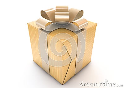 Golden Wrapped Gift Box Stock Photo