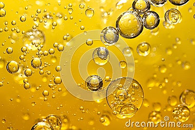 Golden yellow bubble oil Stock Photo