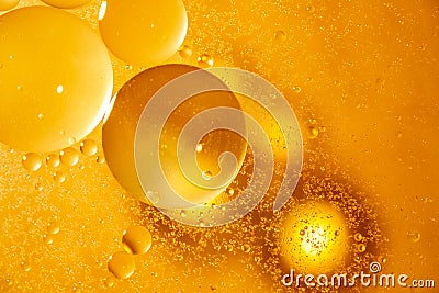 Golden yellow bubble oil, abstract Stock Photo
