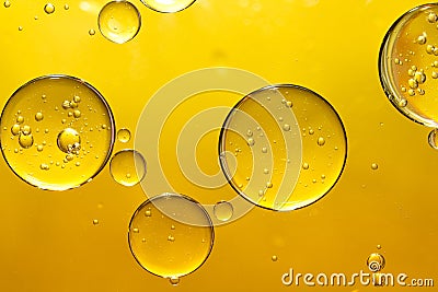 Golden yellow bubble oil Stock Photo