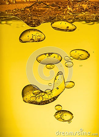 Golden yellow bubble oil, abstract Stock Photo