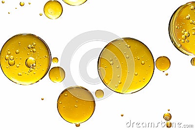 Golden yellow bubble oil Stock Photo