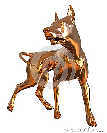 Golden Yellow Dog 3D Illustration Isolated On White Stock Photo