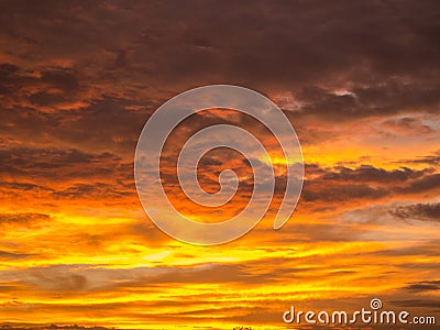 Golden Yellow Mixed with Gray Clouds Stock Photo