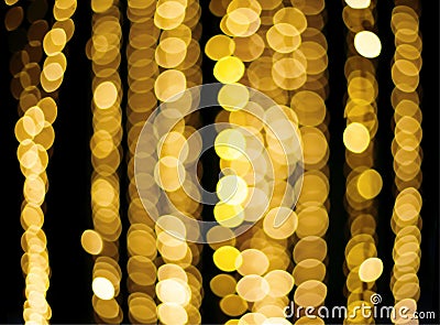 Golden yellow round bokeh line defocused light abstract Stock Photo