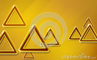 Golden, yellow triangles background glossy start-up presentation, design shiny amber 3d realistic caramel color toned rounded. Vector Illustration