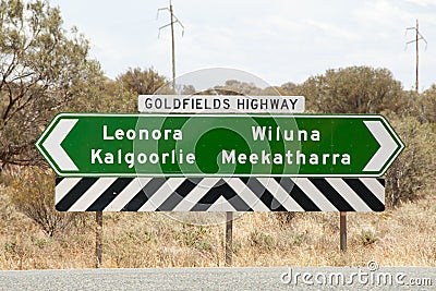 Goldfields Highway Sign Stock Photo