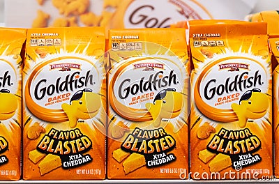 Goldfish brand baked snack crackers Editorial Stock Photo