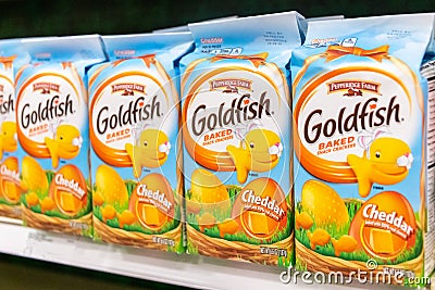 Goldfish brand baked snack crackers Editorial Stock Photo