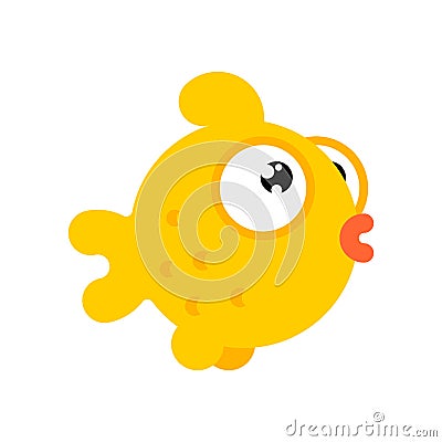 Goldfish cartoon style isolated. Gold Fish Sea animal vector. ocean character Vector Illustration