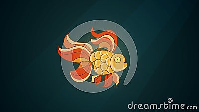 Goldfish Isolated On A Dark Background. Low-poly Vector Illustration . Digital Images Consist Of Lines Vector Illustration