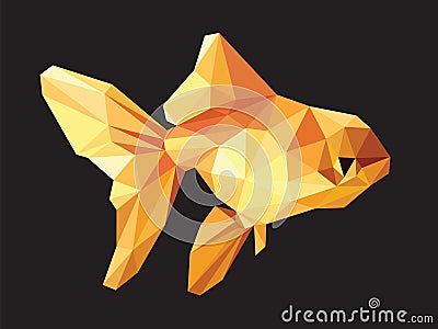 Goldfish low polygon on black Vector Illustration