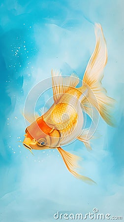 Goldfish Swimming in Blue Water Stock Photo