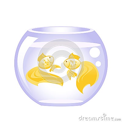 Goldfish swimming in a bowl Vector Illustration