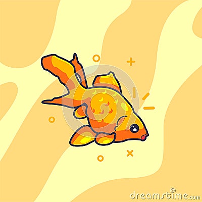 goldfish vector illustration. flat cartoon Vector Illustration