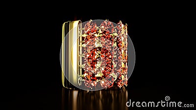 goldish armlet with red ruby jewels on black, isolated, not real design - object 3D rendering Stock Photo