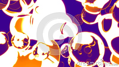goldish translucent fluid bubbles floating on pink bg - abstract 3D rendering Cartoon Illustration