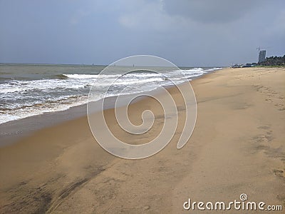 Goldy sand in the morning Stock Photo