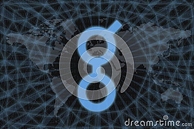 Golem GNT Abstract Cryptocurrency. With a dark background and a world map. Graphic concept for your design Stock Photo